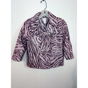 Chico's Women Size 0 Brown Zebra Print Cardigan Jacket